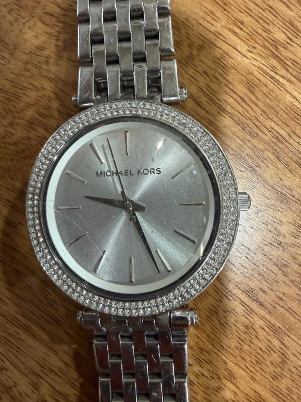 Michael Kors Silver Tone Crystal Bezel Bracelet Watch - Picture 2 of 5